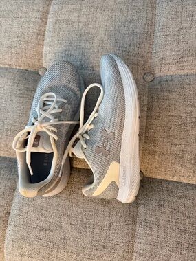Under Armour Light Gray Knit Sneakers with White Accents